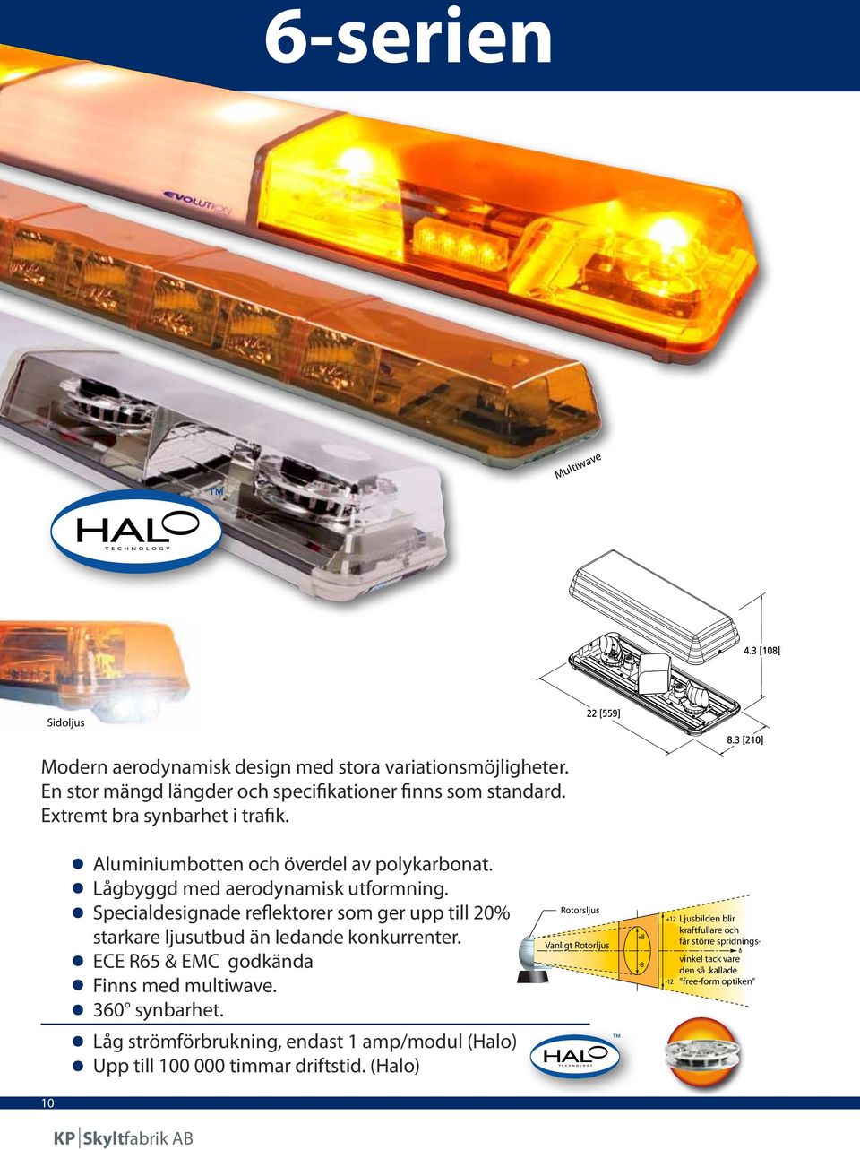 Specialdesignade reflektorer som ger upp till 20% starkare ljusutbud än ledande konkurrenter. ECE R65 & EMC godkända Finns med multiwave. 360 synbarhet.