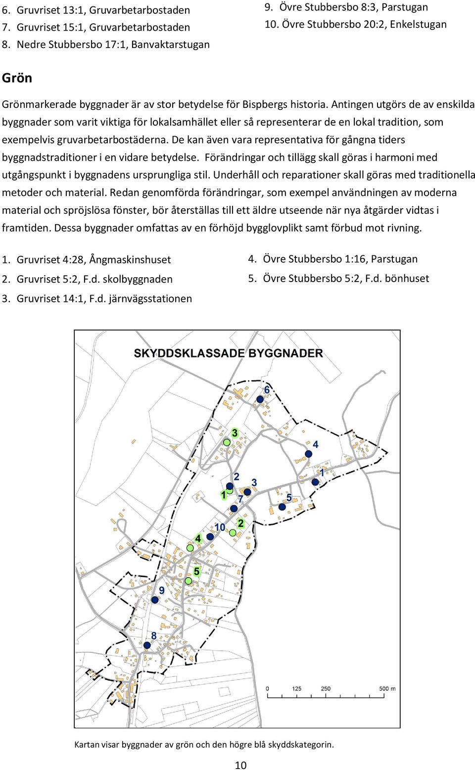 Antingen utgörs de av enskilda byggnader som varit viktiga för lokalsamhället eller så representerar de en lokal tradition, som exempelvis gruvarbetarbostäderna.