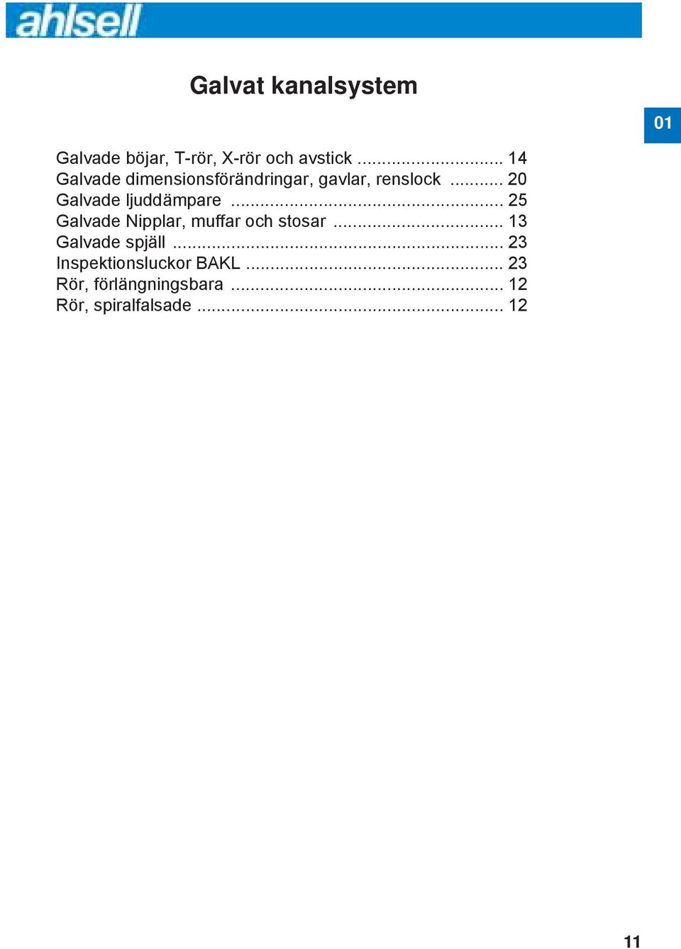 .. 20 Galvade ljuddämpare... 25 Galvade Nipplar, muffar och stosar.