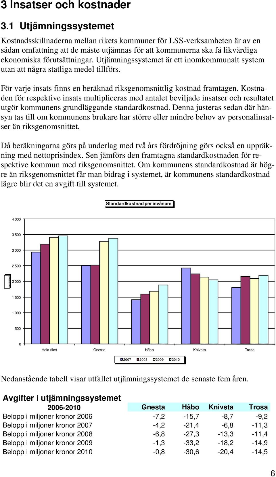 Utjämningssystemet är ett inomkommunalt system utan att några statliga medel tillförs. För varje insats finns en beräknad riksgenomsnittlig kostnad framtagen.