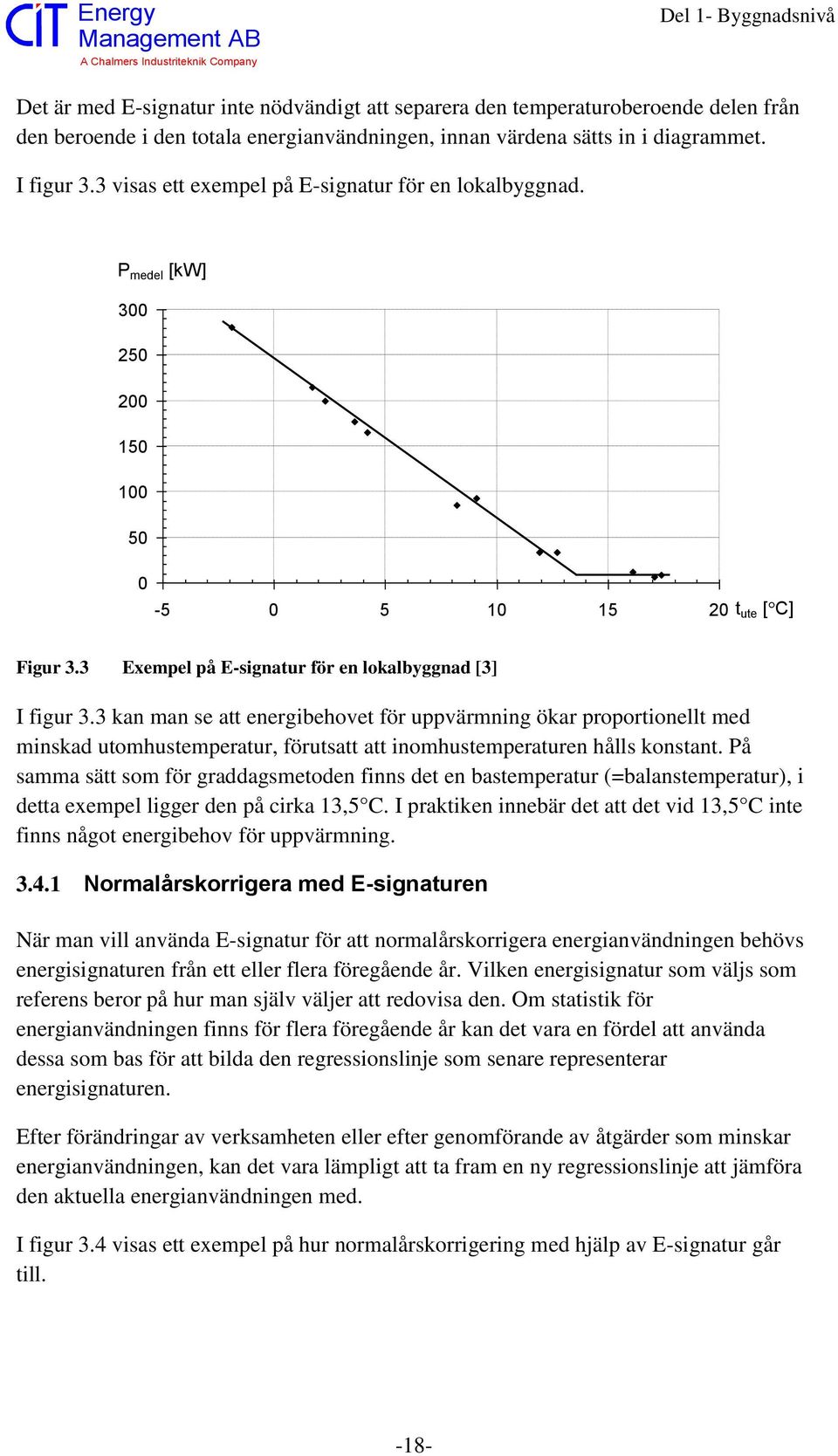 3 kan man se att energibehovet för uppvärmning ökar proportionellt med minskad utomhustemperatur, förutsatt att inomhustemperaturen hålls konstant.