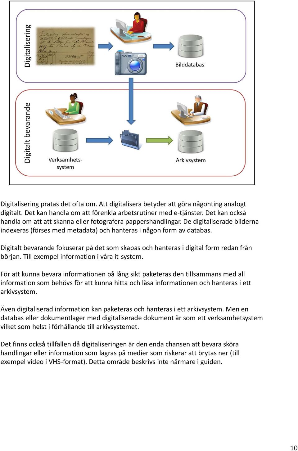 Digitalt bevarande fokuserar på det som skapas och hanteras i digital form redan från början. Till exempel information i våra it system.