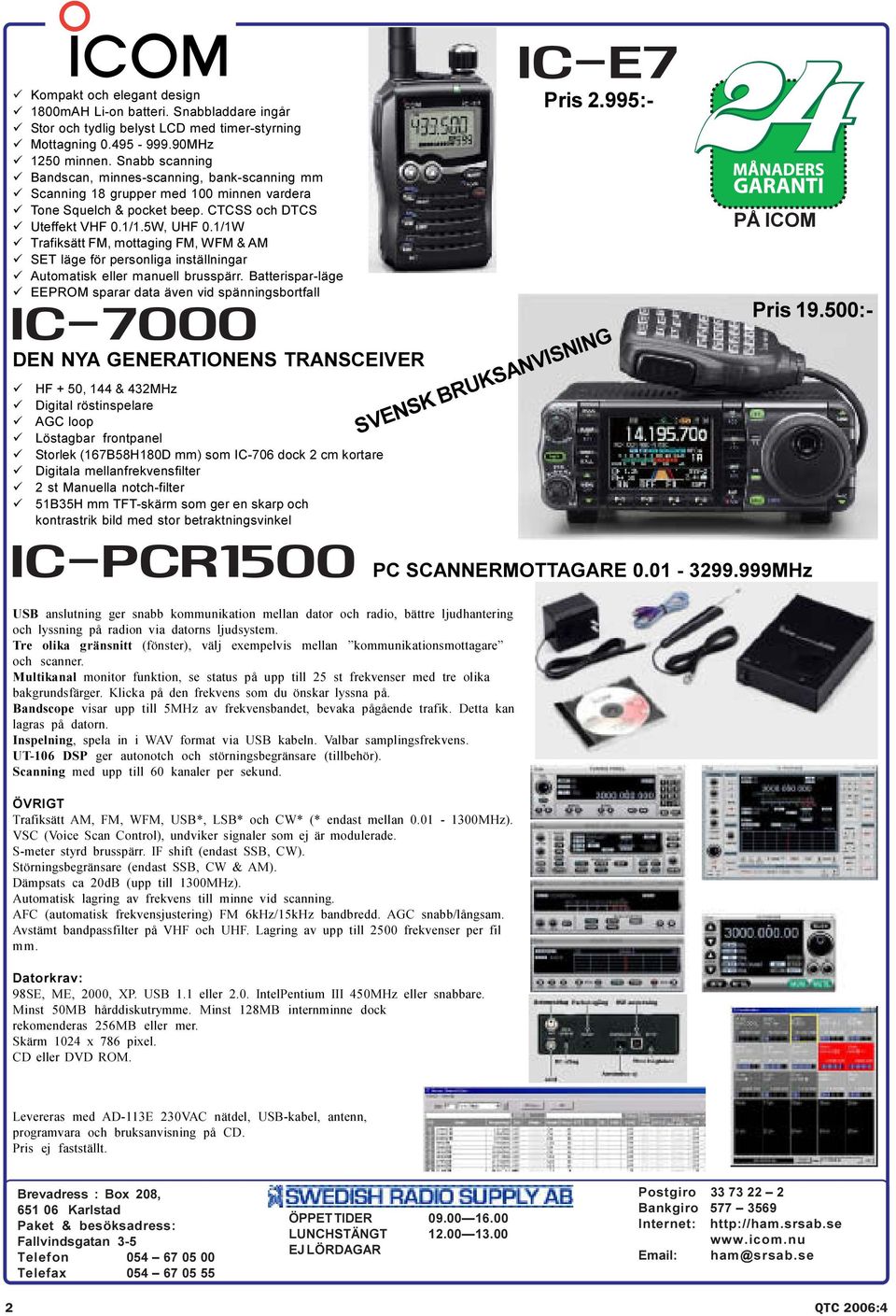 1/1W ü Trafiksätt FM, mottaging FM, WFM & AM ü SET läge för personliga inställningar ü Automatisk eller manuell brusspärr.