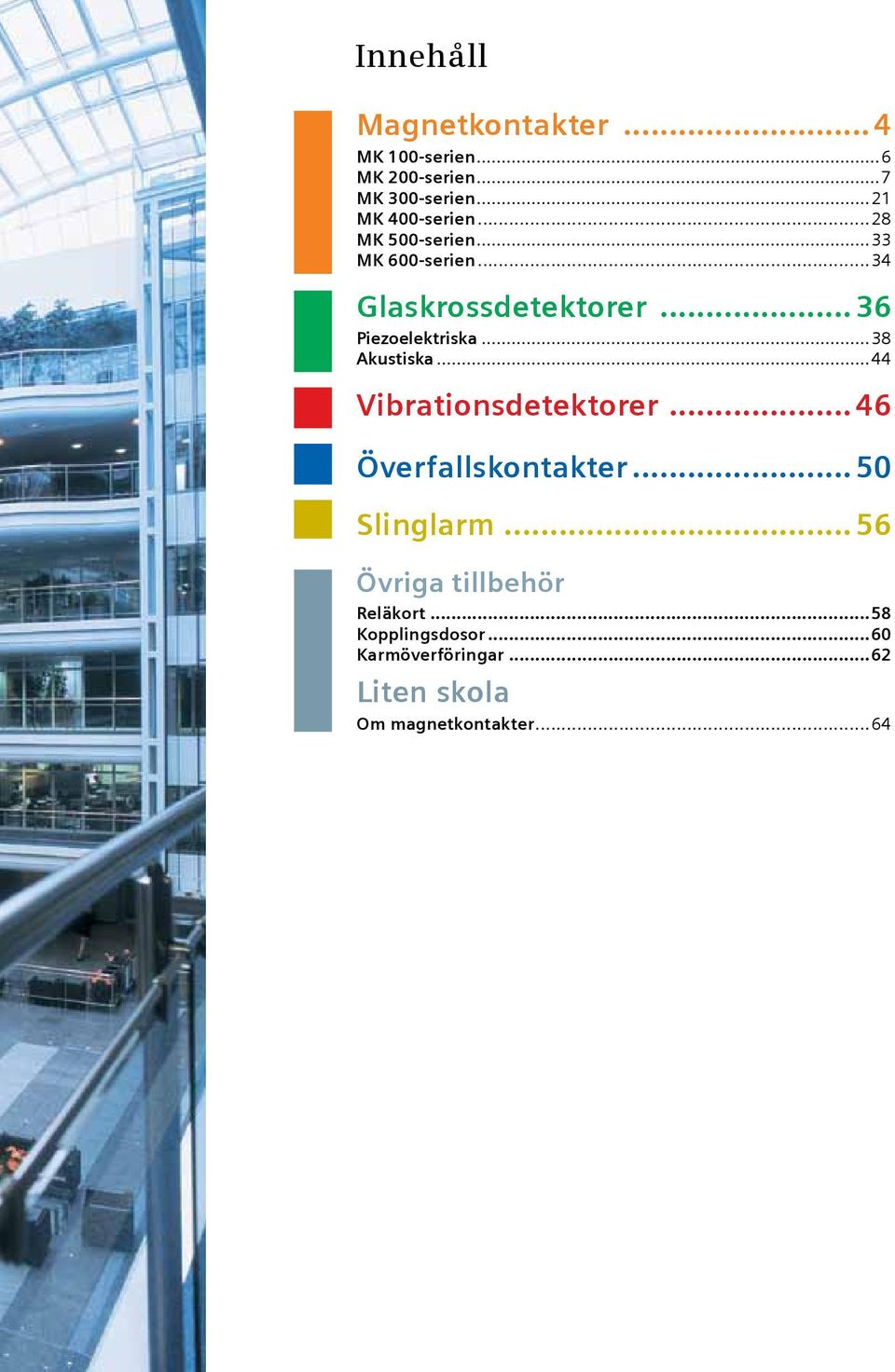 ..38 Akustiska...44 Vibrationsdetektorer... 46 Överfallskontakter... 50 Slinglarm.