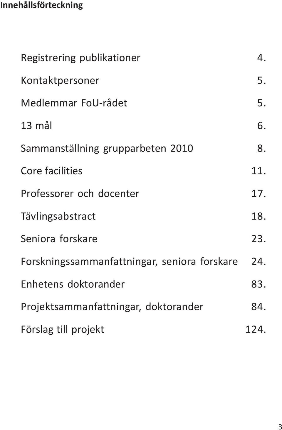 Professorer och docenter 17. Tävlingsabstract 18. Seniora forskare 23.