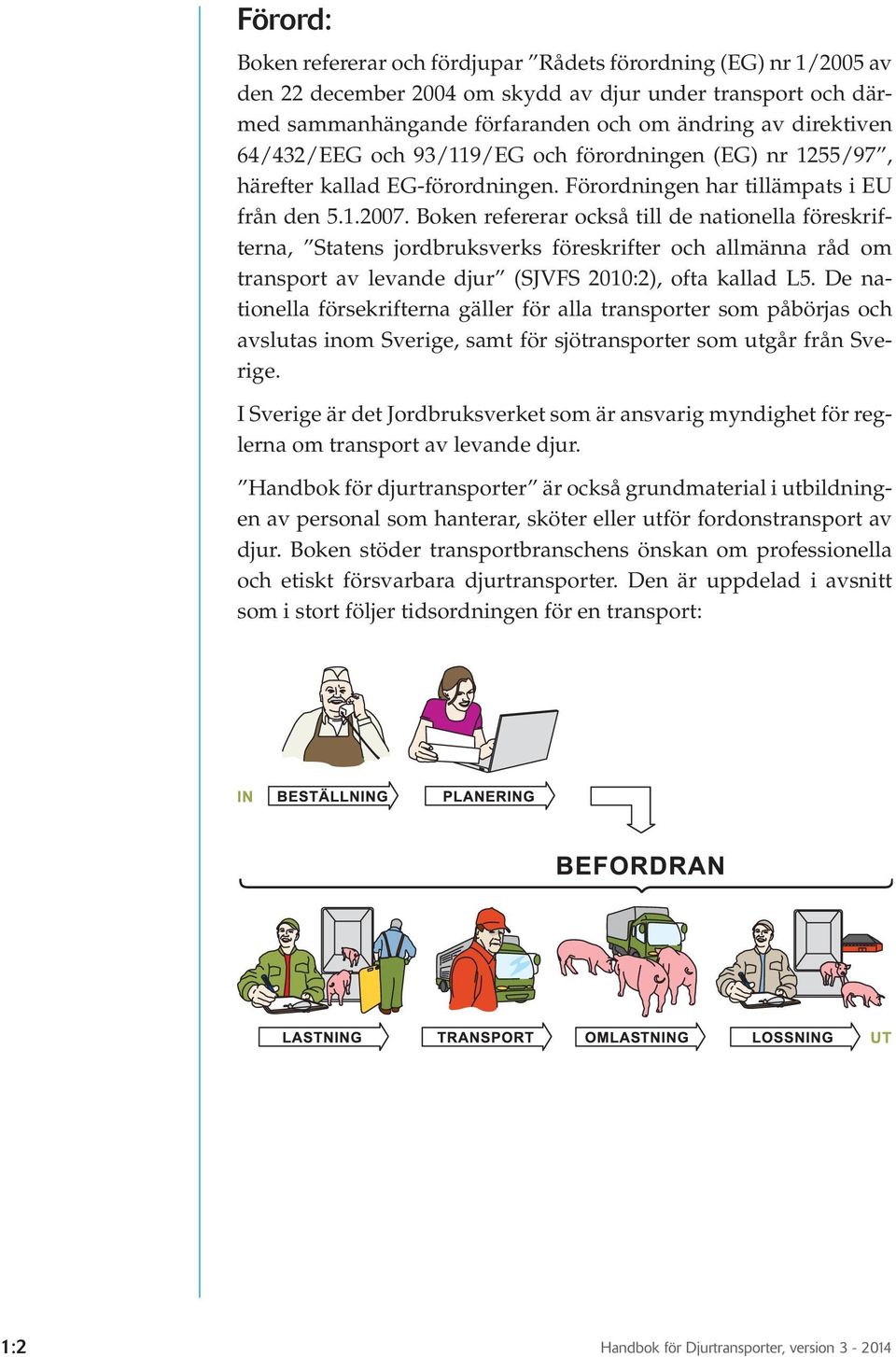 Boken refererar också till de nationella föreskrifterna, Statens jordbruksverks föreskrifter och allmänna råd om transport av levande djur (SJVFS 2010:2), ofta kallad L5.