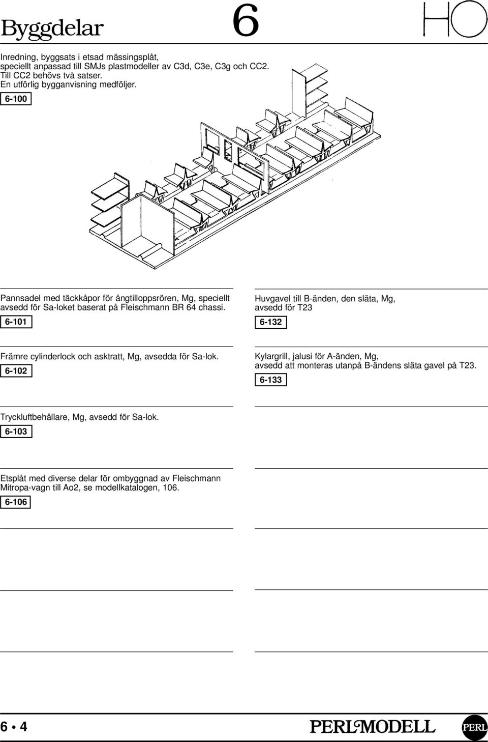 6-101 Huvgavel till B-änden, den släta, Mg, avsedd för T23 6-132 Främre cylinderlock och asktratt, Mg, avsedda för Sa-lok.