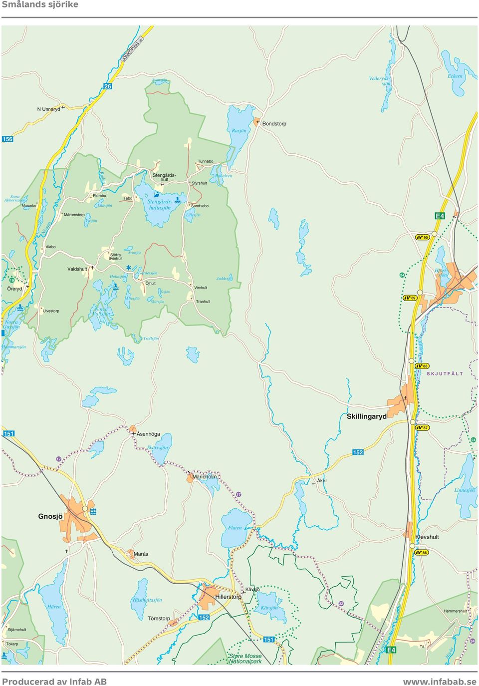 Ältesjön Gärdessjön Öjhult Skärsjön Ösjön Virvhult Tranhult Juddesjö 4 9 Hjortsjön Ö Trollsjön Hammarsjön S K J U T F Ä L T Skillingaryd 5 Åsenhöga Skärvsjön 5 7 4