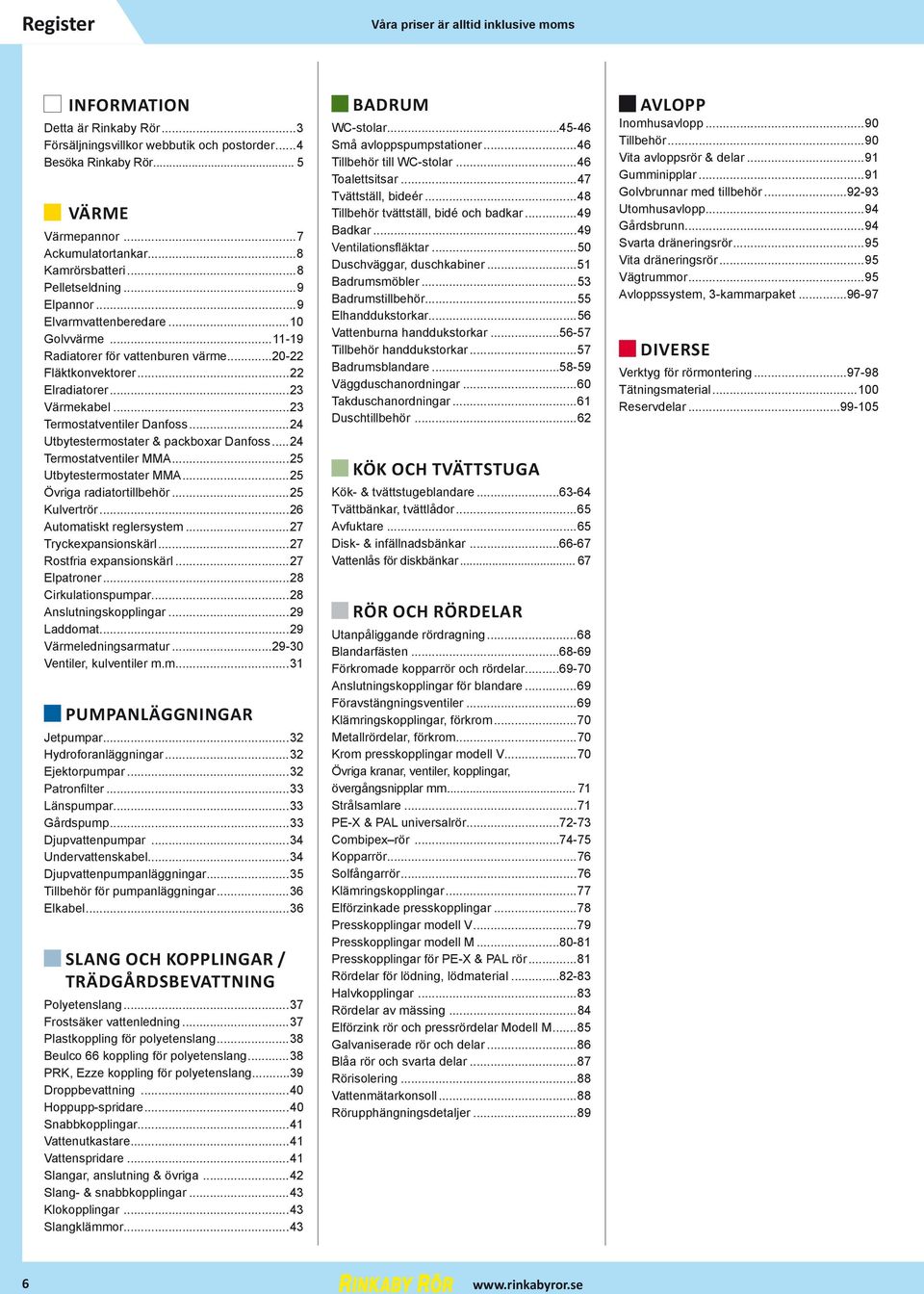 ..23 Termostatventiler Danfoss...24 Utbytestermostater & packboxar Danfoss...24 Termostatventiler MMA...25 Utbytestermostater MMA...25 Övriga radiatortillbehör...25 Kulvertrör.