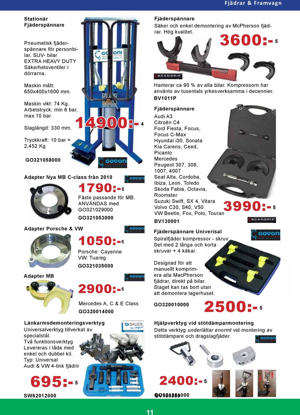 Tryckkraft: 10 bar = 2,452 Kg GO321058000 Adapter Nya MB C-class från 2010 Adapter Porsche & VW Adapter MB Länkarmsdemonteringsverktyg Universalverktyg tillverkat av specialstål.