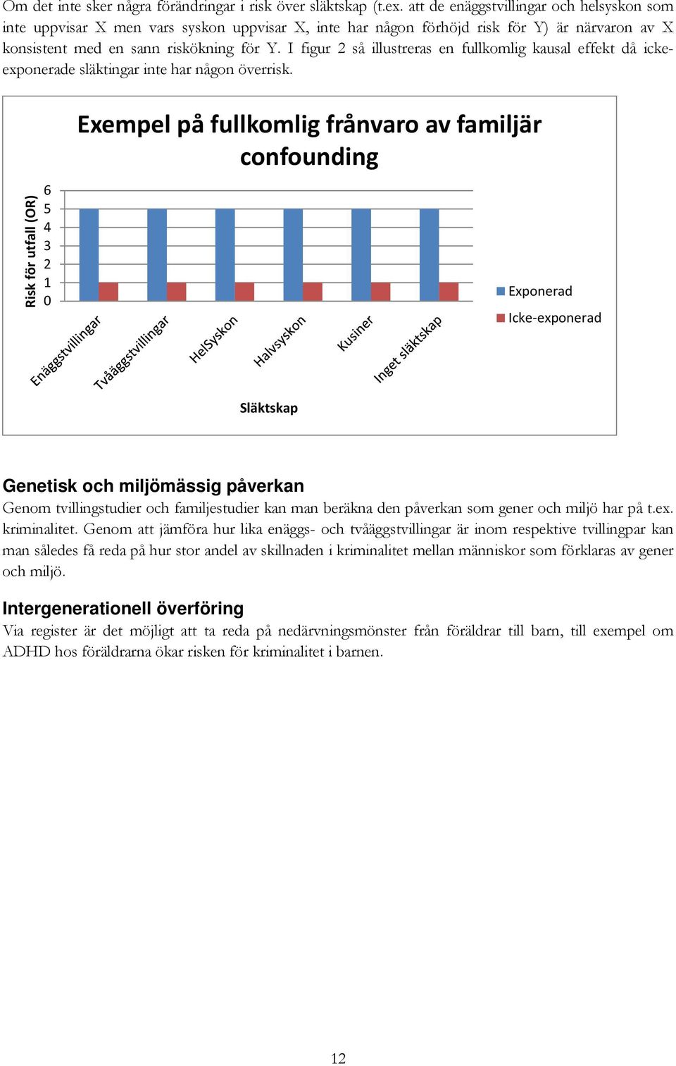 I figur 2 så illustreras en fullkomlig kausal effekt då ickeexponerade släktingar inte har någon överrisk.