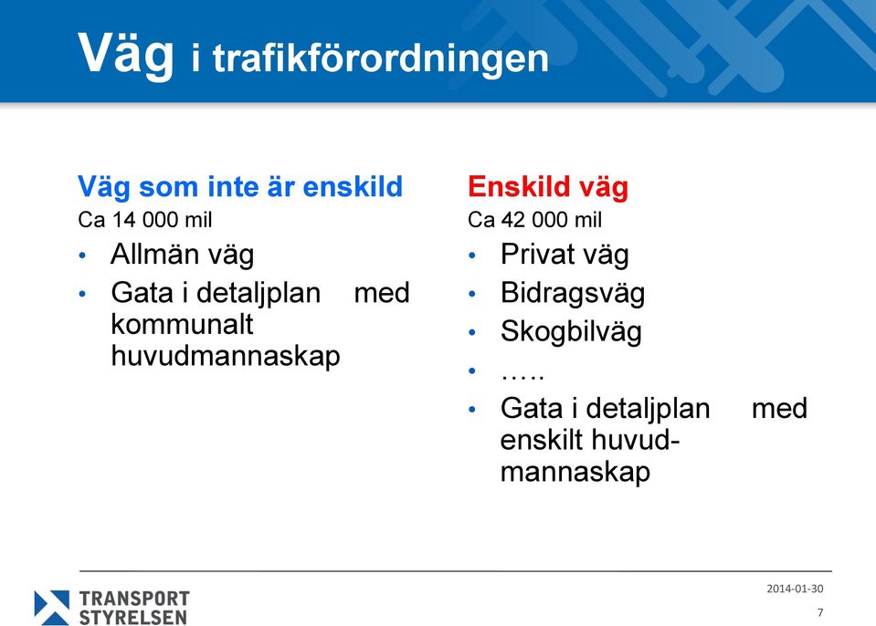 huvudmannaskap Enskild väg Ca 42 000 mil Privat väg