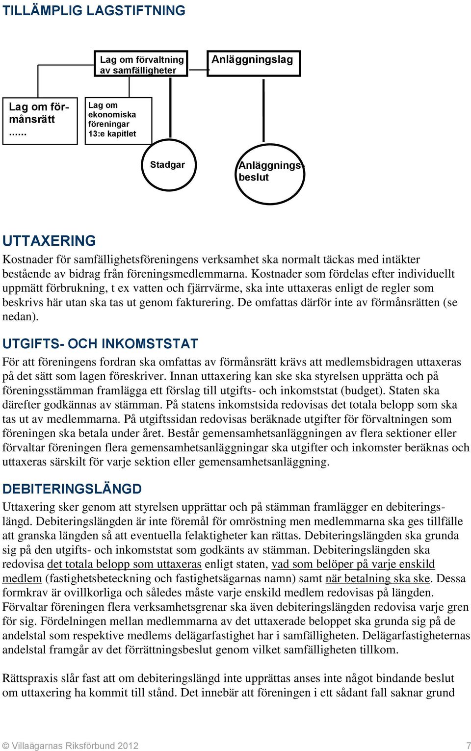 föreningsmedlemmarna. Kostnader som fördelas efter individuellt uppmätt förbrukning, t ex vatten och fjärrvärme, ska inte uttaxeras enligt de regler som beskrivs här utan ska tas ut genom fakturering.