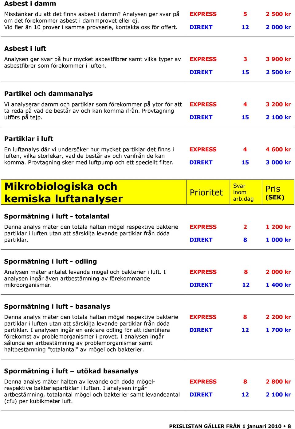 3 3 900 kr 2 500 kr Partikel och dammanalys Vi analyserar damm och partiklar som förekommer på ytor för att ta reda på vad de består av och kan komma ifrån. Provtagning utförs på tejp.