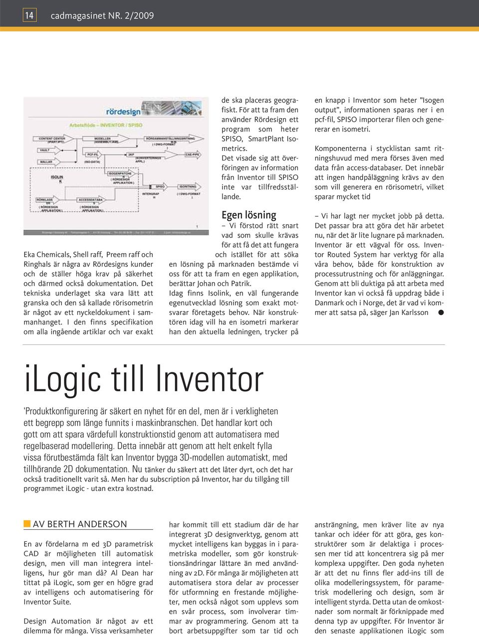 I den finns specifikation om alla ingående artiklar och var exakt de ska placeras geografiskt. För att ta fram den använder Rördesign ett program som heter SPISO, SmartPlant Isometrics.