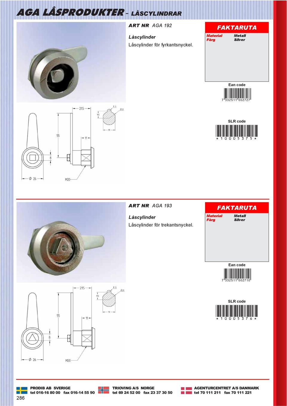 7DNCPBL*aachba+ *10005376* 286 PRODIB AB SVERIGE TRIOVING A/S NORGE AGENTURCENTRET A/S