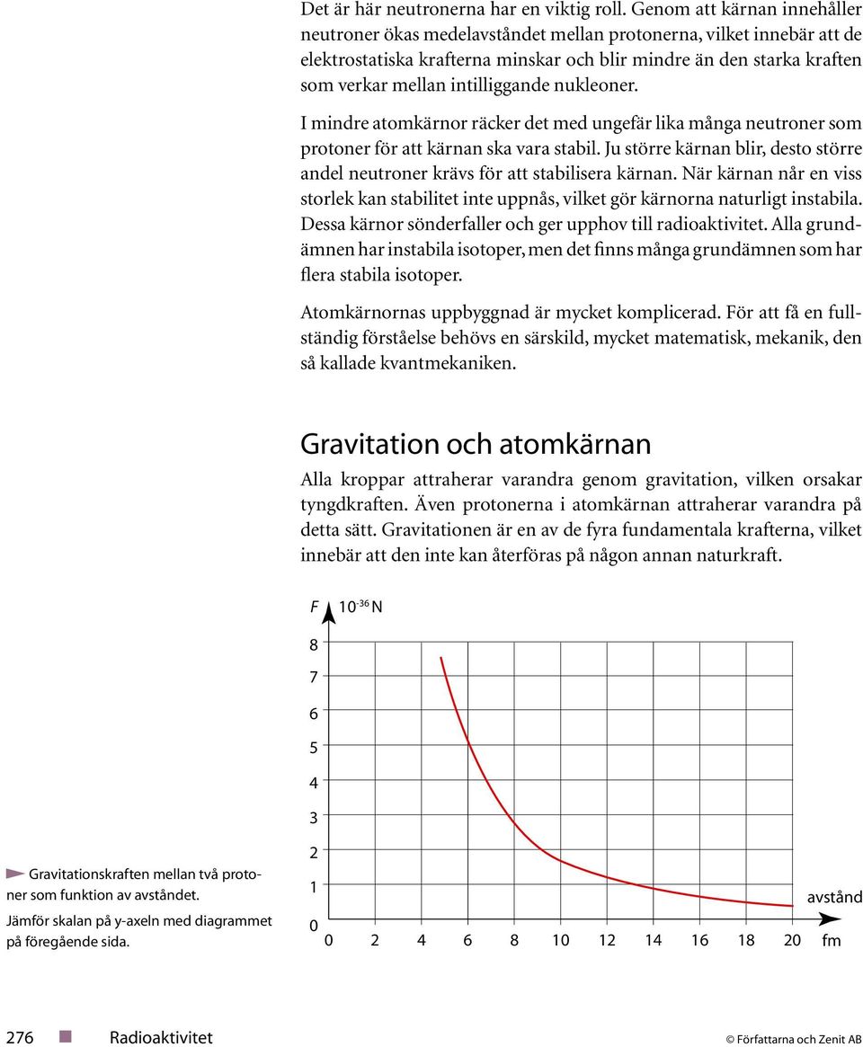 intilliggande nukleoner. I mindre atomkärnor räcker det med ungefär lika många neutroner som protoner för att kärnan ska vara stabil.