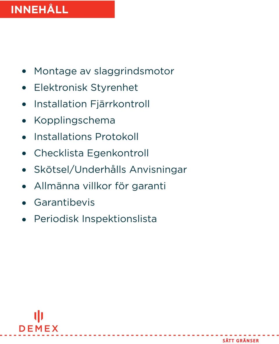 Protokoll Checklista Egenkontroll Skötsel/Underhålls