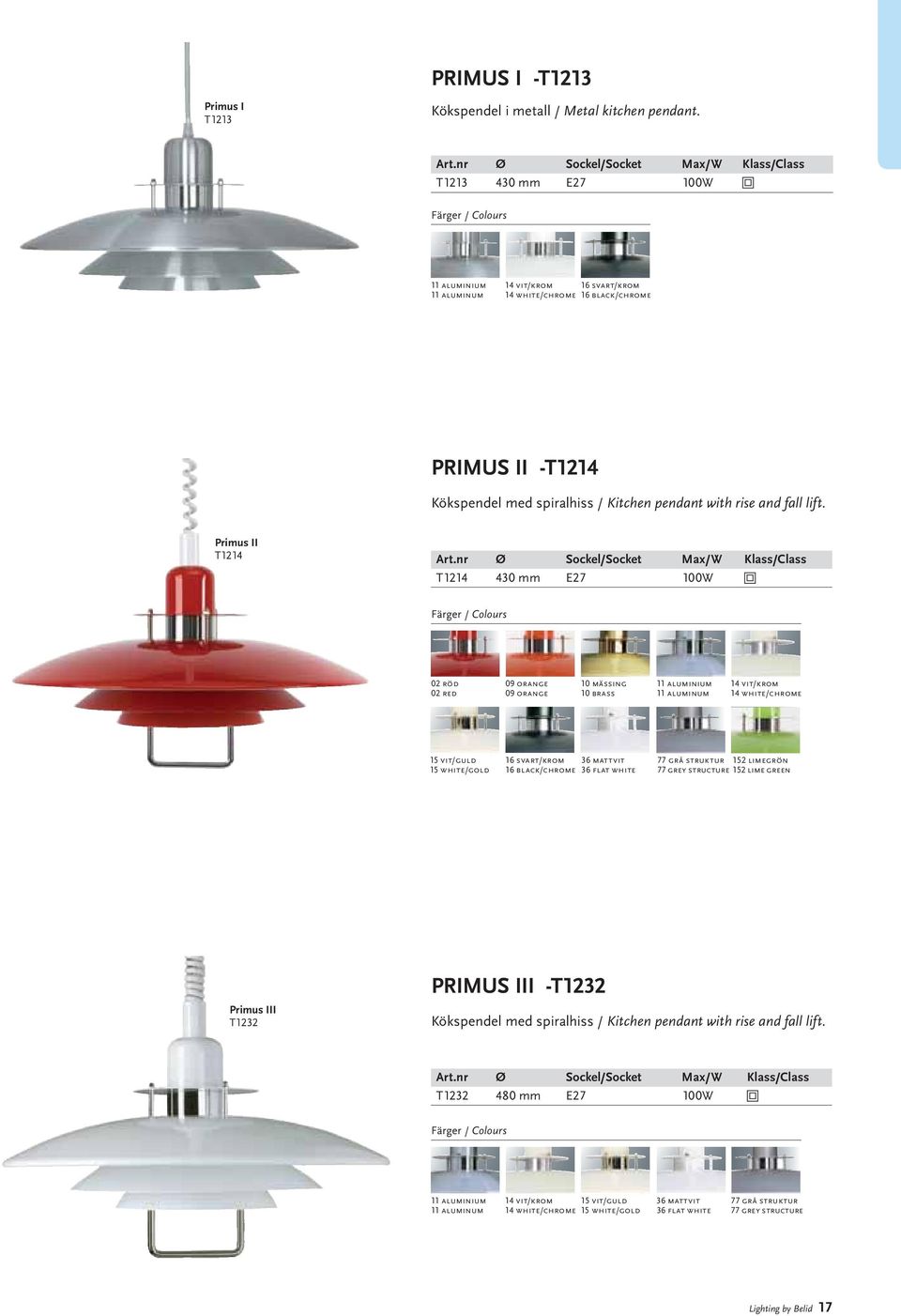 pendant with rise and fall lift. Primus II T1214 Art.