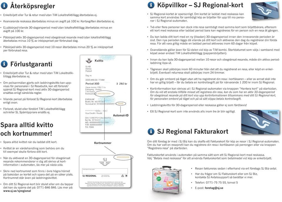 Påbörjad/aktiv 30-dagarsperiod med obegränsat resande med/utan lokaltrafiktillägg återbetalas minus 0 % av inköpspriset per förbrukad dag.