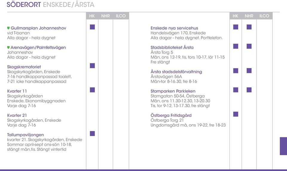 Porttelefon. Stadsbiblioteket Årsta Årsta Torg 5 Mån, ons 12-19, tis, tors 10-17, lör 11-15 Fre stängt Årsta stadsdelsförvaltning Årstavägen 56a Mån-tor 8-16.