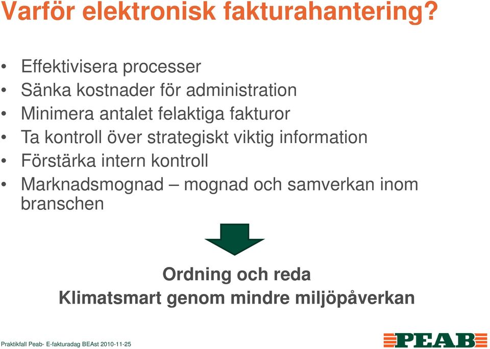 felaktiga fakturor Ta kontroll över strategiskt viktig information Förstärka