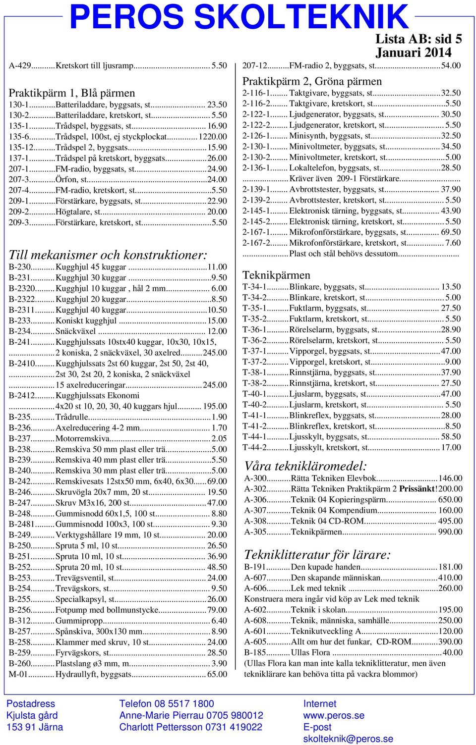 ..FM-radio, kretskort, st...5.50 209-1...Förstärkare, byggsats, st...22.90 209-2...Högtalare, st... 20.00 209-3...Förstärkare, kretskort, st...5.50 Till mekanismer och konstruktioner: B-230.