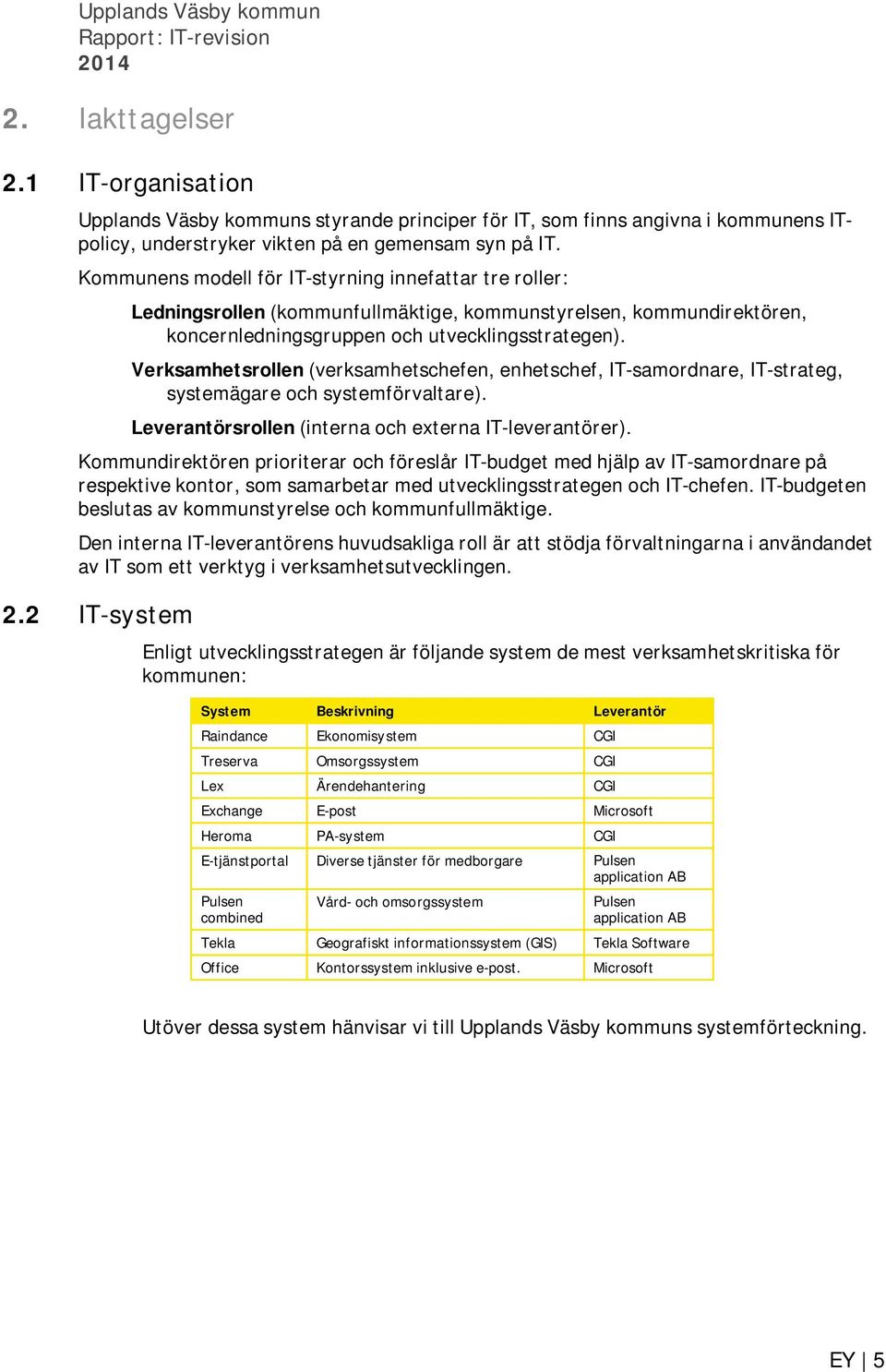 Verksamhetsrollen (verksamhetschefen, enhetschef, IT-samordnare, IT-strateg, systemägare och systemförvaltare). Leverantörsrollen (interna och externa IT-leverantörer).