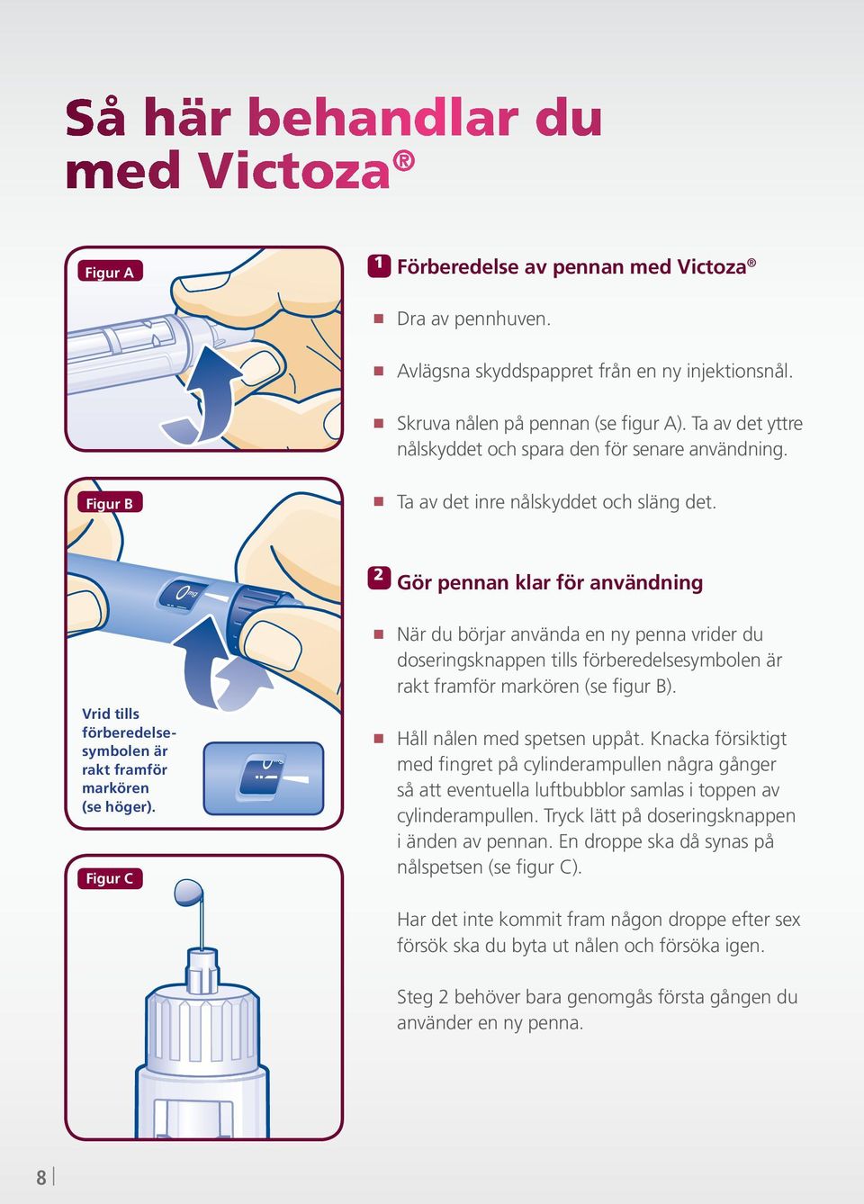 2 Gör pennan klar för användning Vrid tills förberedelsesymbolen är rakt framför markören (se höger).