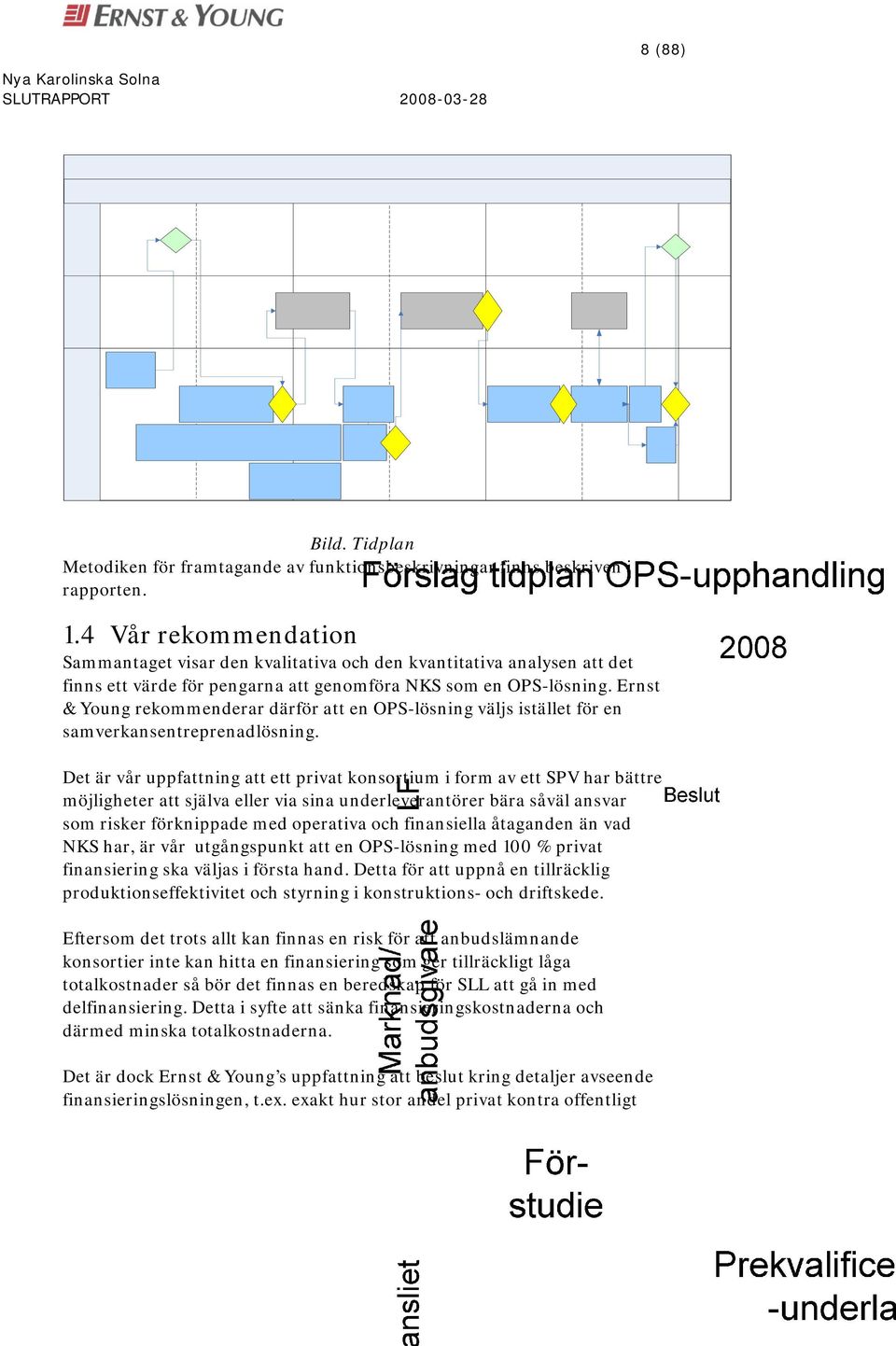 Ernst & Young rekommenderar därför att en OPS-lösning väljs istället för en samverkansentreprenadlösning.