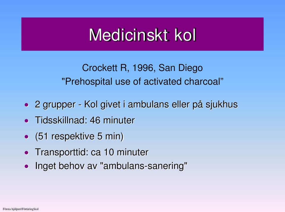 sjukhus Tidsskillnad: 46 minuter (51 respektive 5 min)