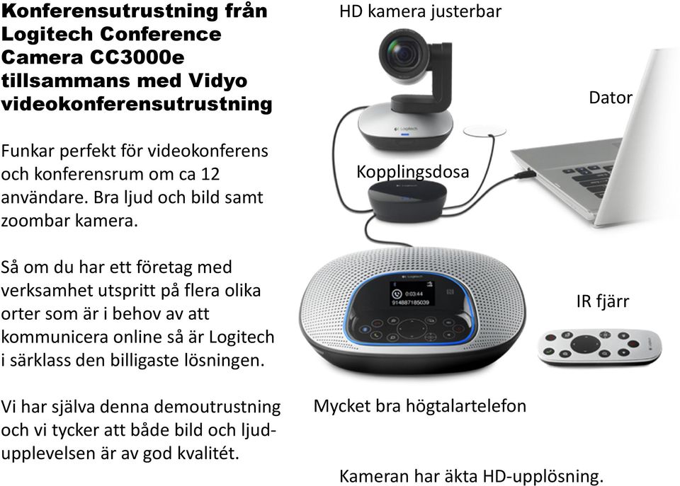 Så om du har ett företag med verksamhet utspritt på flera olika orter som är i behov av att kommunicera online så är Logitech i särklass den