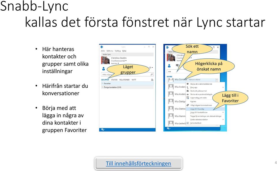 konversationer Börja med att lägga in några av dina kontakter i gruppen