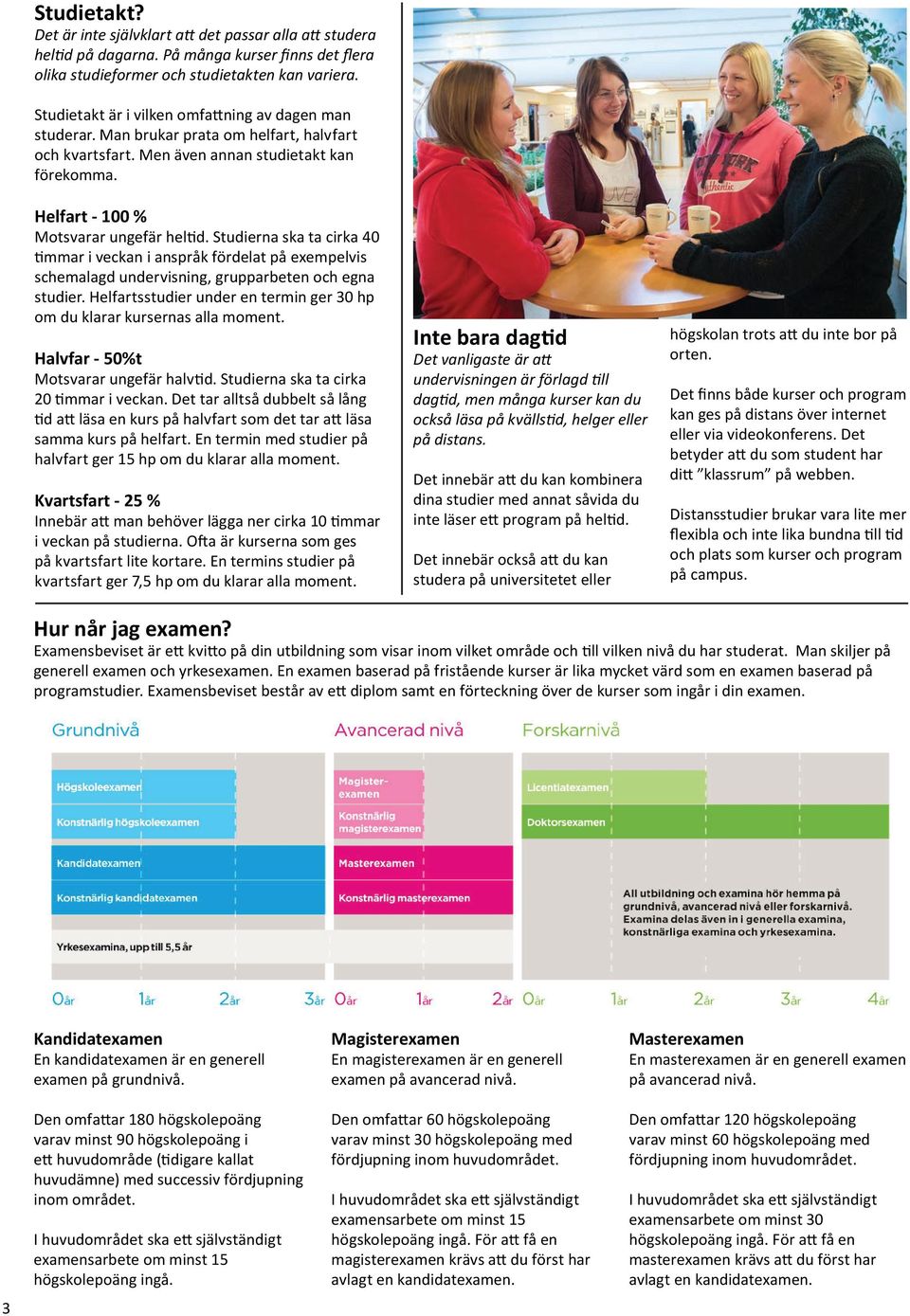 Studierna ska ta cirka 40 timmar i veckan i anspråk fördelat på exempelvis schemalagd undervisning, grupparbeten och egna studier.