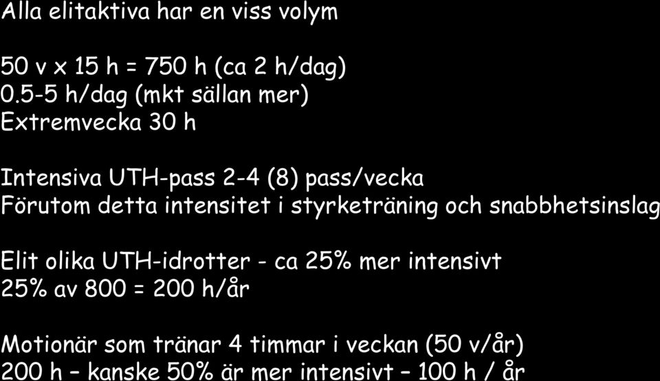 detta intensitet i styrketräning och snabbhetsinslag Elit olika UTH-idrotter - ca 25% mer