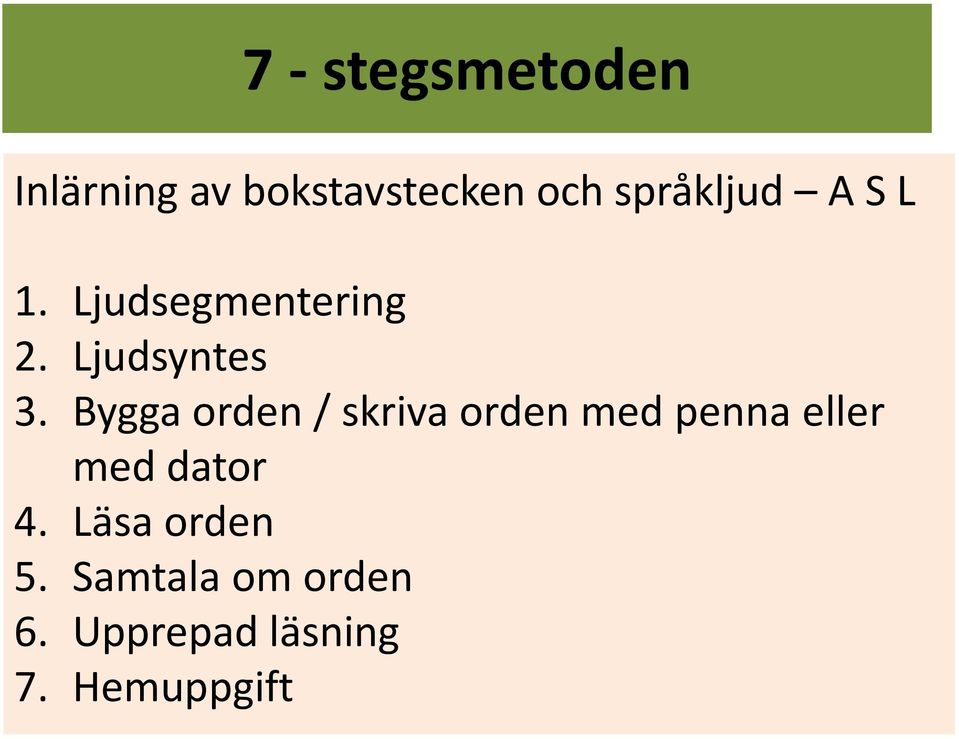 Bygga orden / skriva orden med penna eller med dator 4.