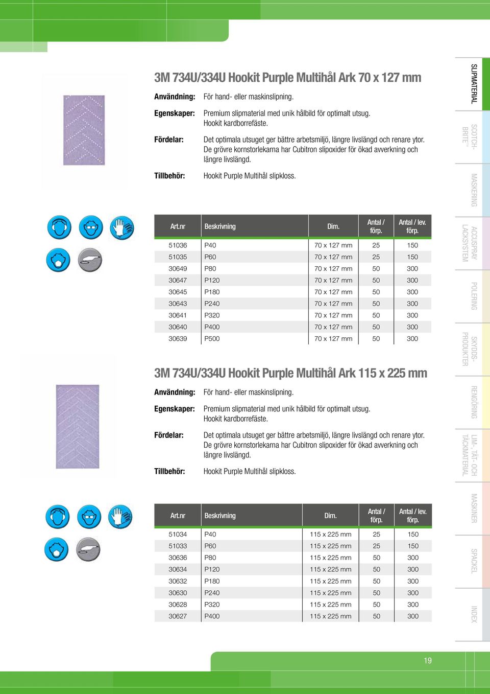 Hookit Purple Multihål slipkloss. lev.