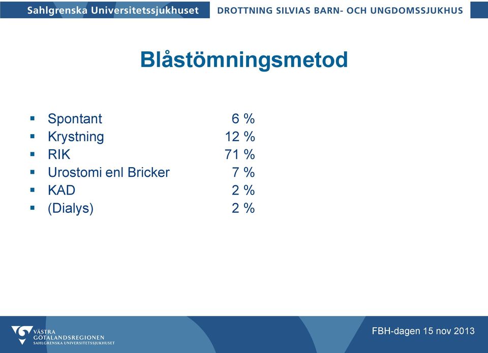 12 % RIK 71 % Urostomi