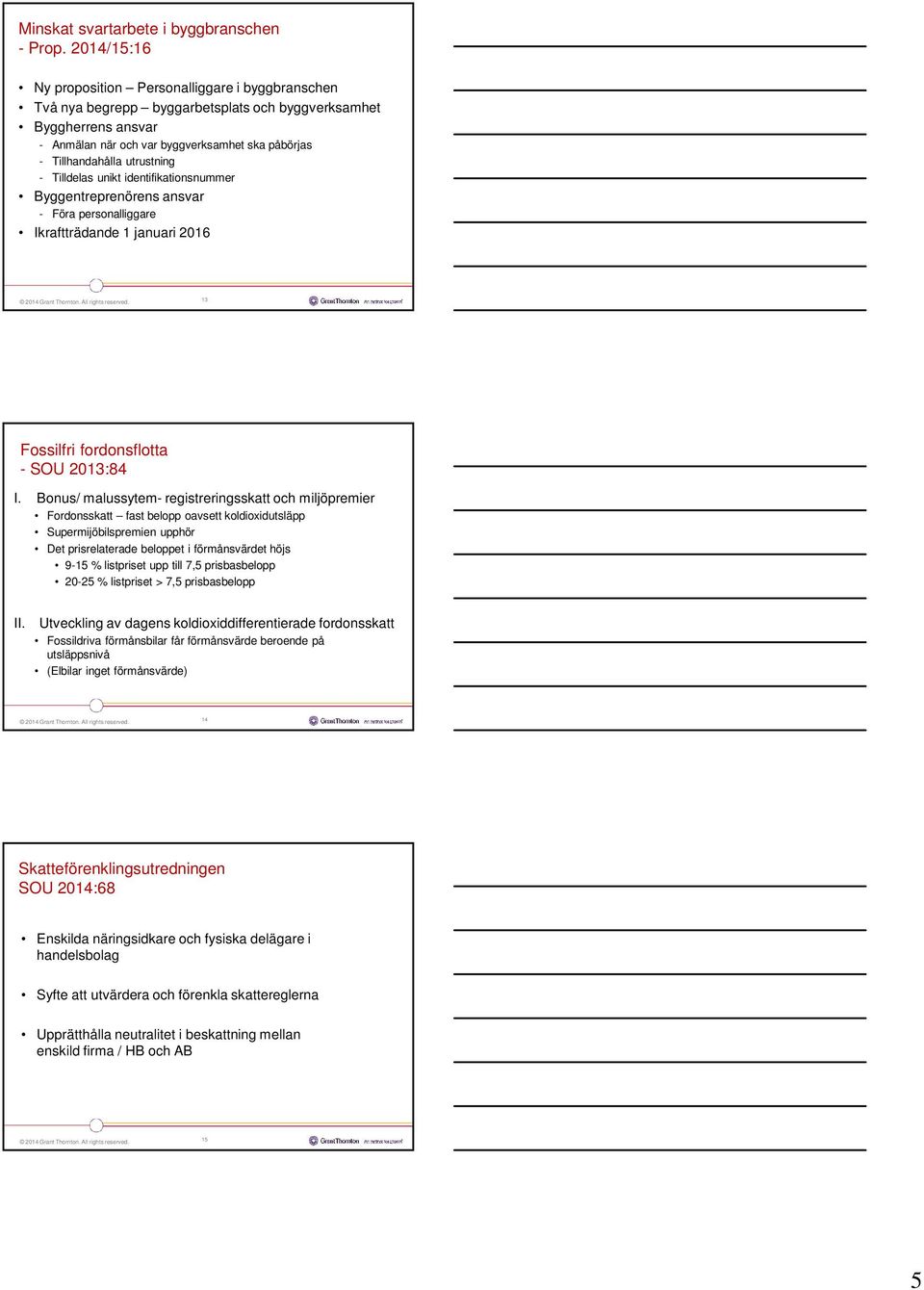 utrustning - Tilldelas unikt identifikationsnummer Byggentreprenörens ansvar - Föra personalliggare Ikraftträdande 1 januari 2016 13 Fossilfri fordonsflotta - SOU 2013:84 I.