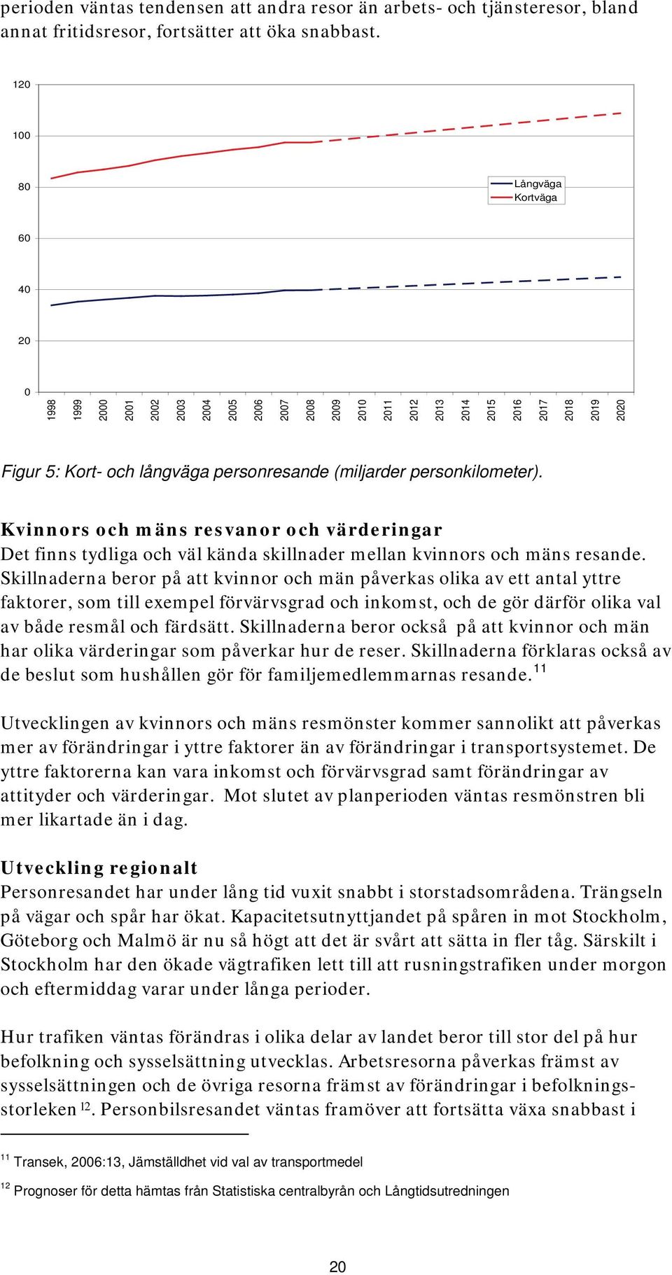 (miljarder personkilometer). Kvinnors och mäns resvanor och värderingar Det finns tydliga och väl kända skillnader mellan kvinnors och mäns resande.