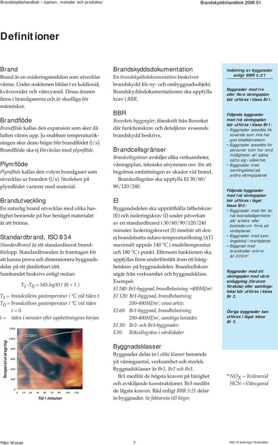 Ju snabbare temperaturökningen sker desto högre blir brandflödet (l/s). Brandflöde ska ej förväxlas med plymflöde. Plymflöde Plymflöde kallas den volym brandgaser som utvecklas ur branden (l/s).