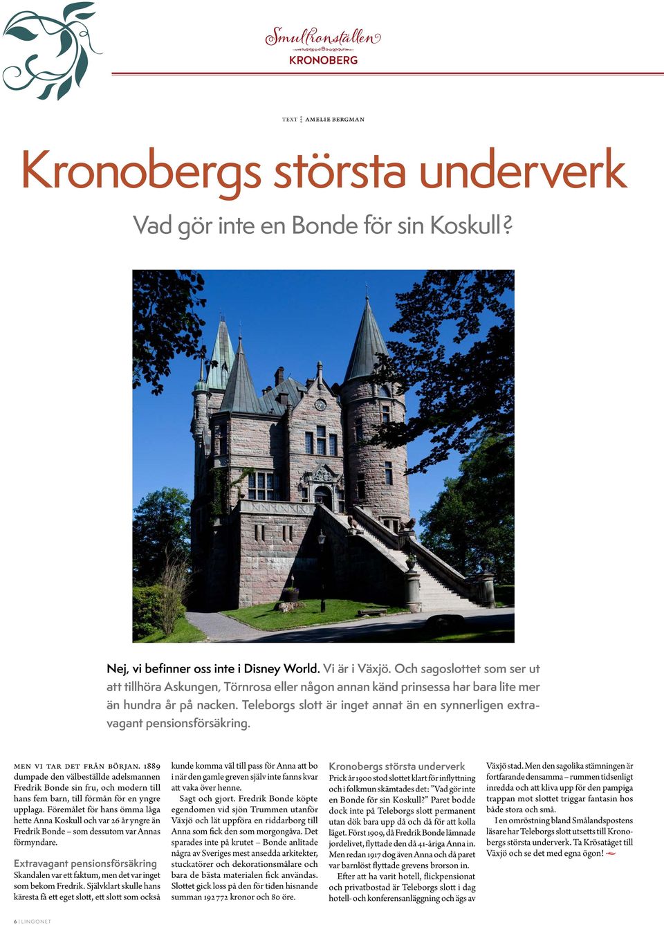 Teleborgs slott är inget annat än en synnerligen extravagant pensionsförsäkring. Men vi tar det från början.