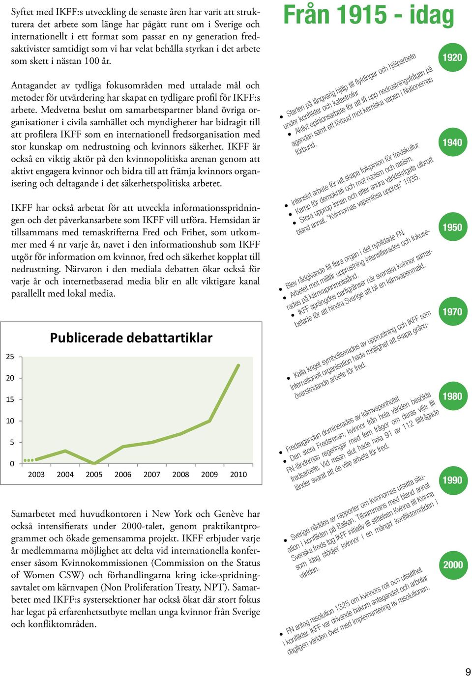 Antagandet av tydliga fokusområden med uttalade mål och metoder för utvärdering har skapat en tydligare profil för IKFF:s arbete.