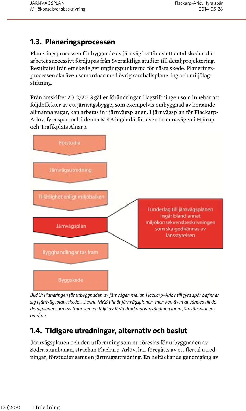 Från årsskiftet 2012/2013 gäller förändringar i lagstiftningen som innebär att följdeffekter av ett järnvägsbygge, som exempelvis ombyggnad av korsande allmänna vägar, kan arbetas in i järnvägsplanen.