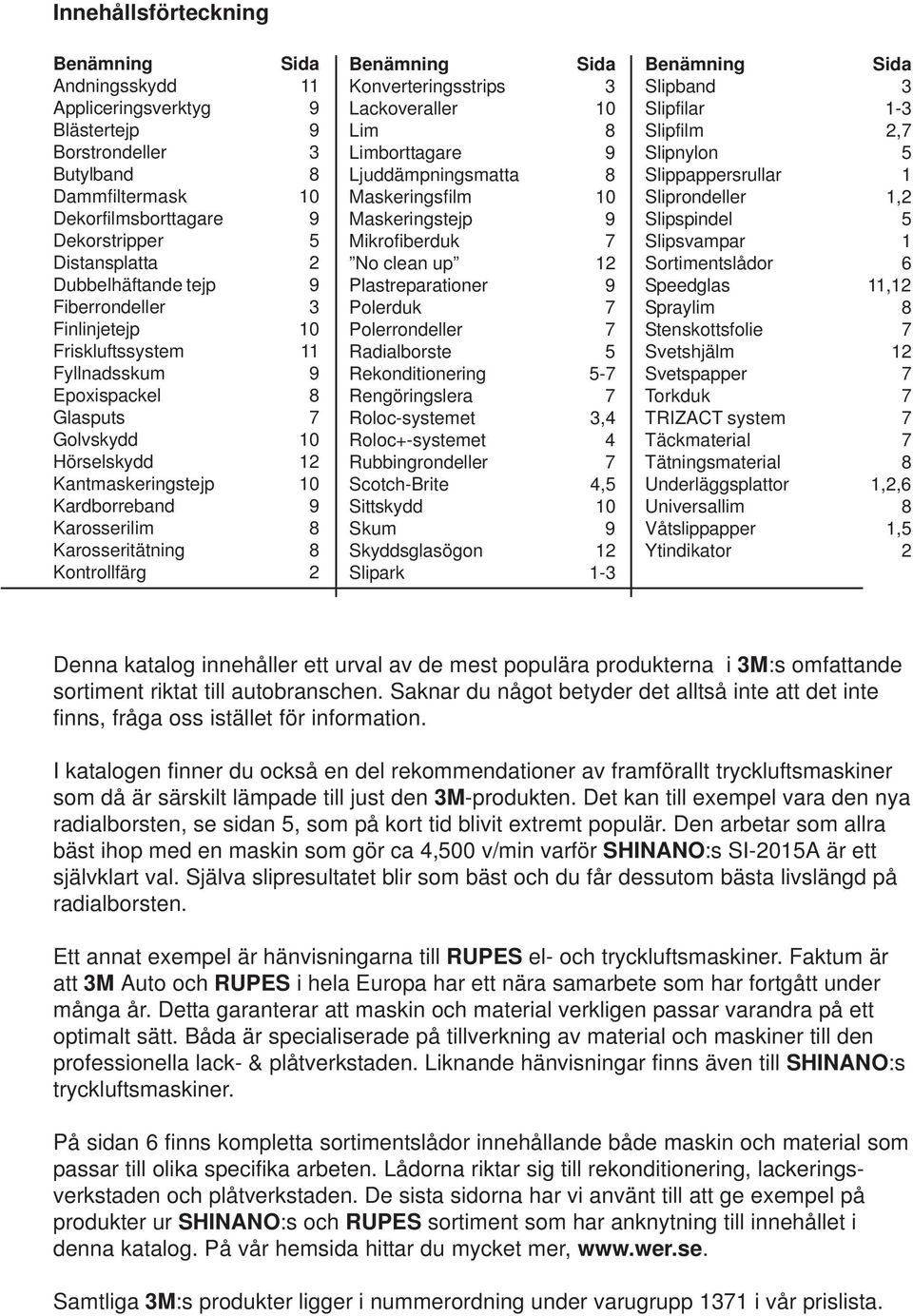 Karosserilim 8 Karosseritätning 8 Kontrollfärg 2 Benämning Sida Konverteringsstrips 3 Lackoveraller 10 Lim 8 Limborttagare 9 Ljuddämpningsmatta 8 Maskeringsfilm 10 Maskeringstejp 9 Mikrofiberduk 7 No