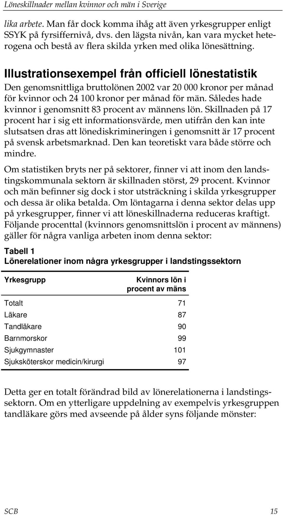 Således hade kvinnor i genomsnitt 83 procent av männens lön.