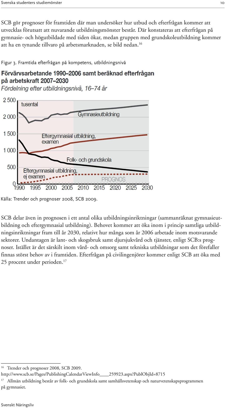 Framtida efterfrågan på kompetens, utbildningsnivå Källa: Trender och prognoser 2008, SCB 2009.