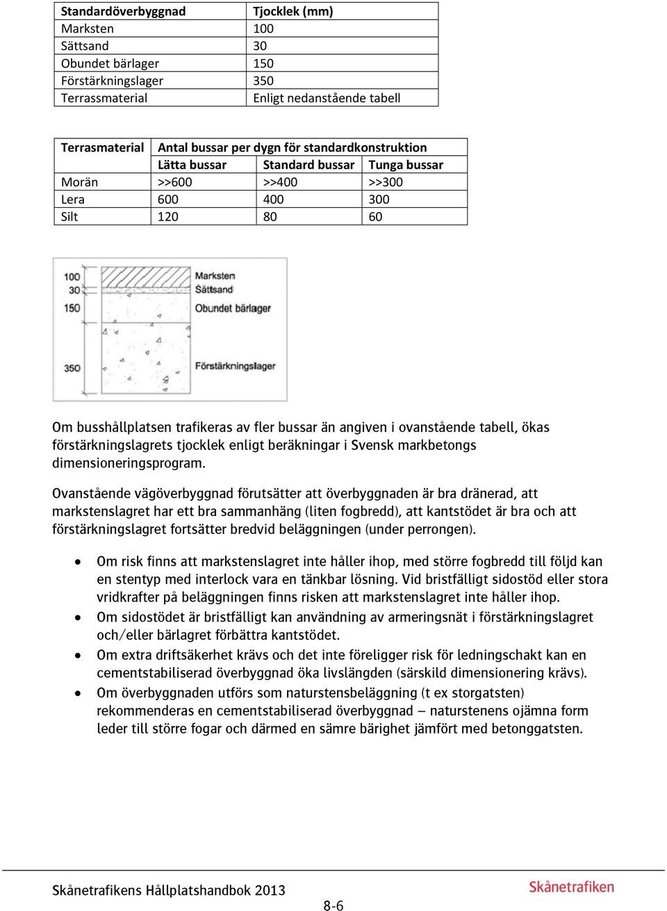 ökas förstärkningslagrets tjocklek enligt beräkningar i Svensk markbetongs dimensioneringsprogram.