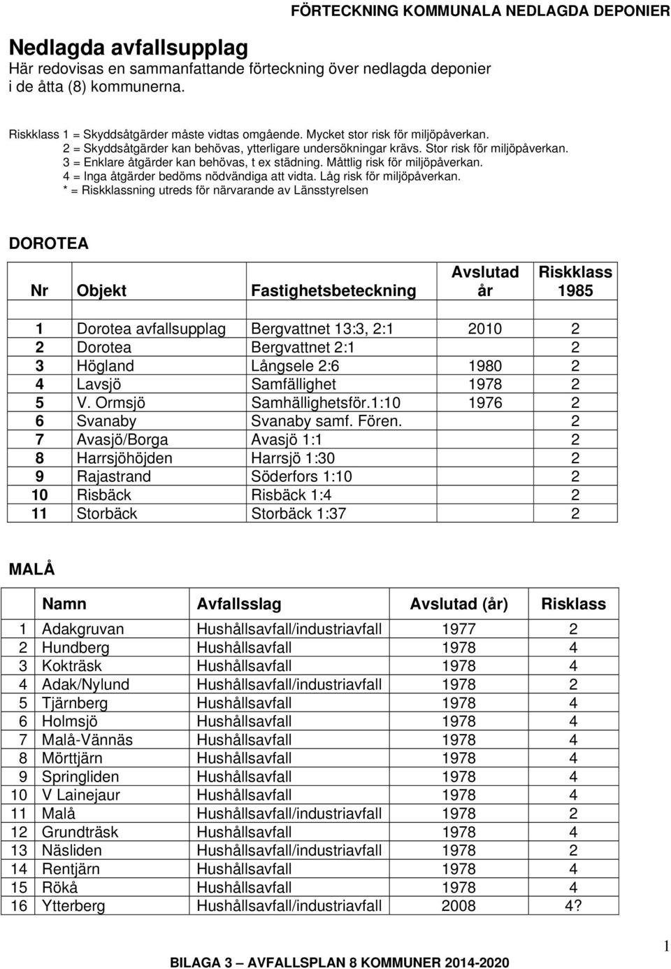 Måttlig risk för miljöpåverkan. 4 = Inga åtgärder bedöms nödvändiga att vidta. Låg risk för miljöpåverkan.