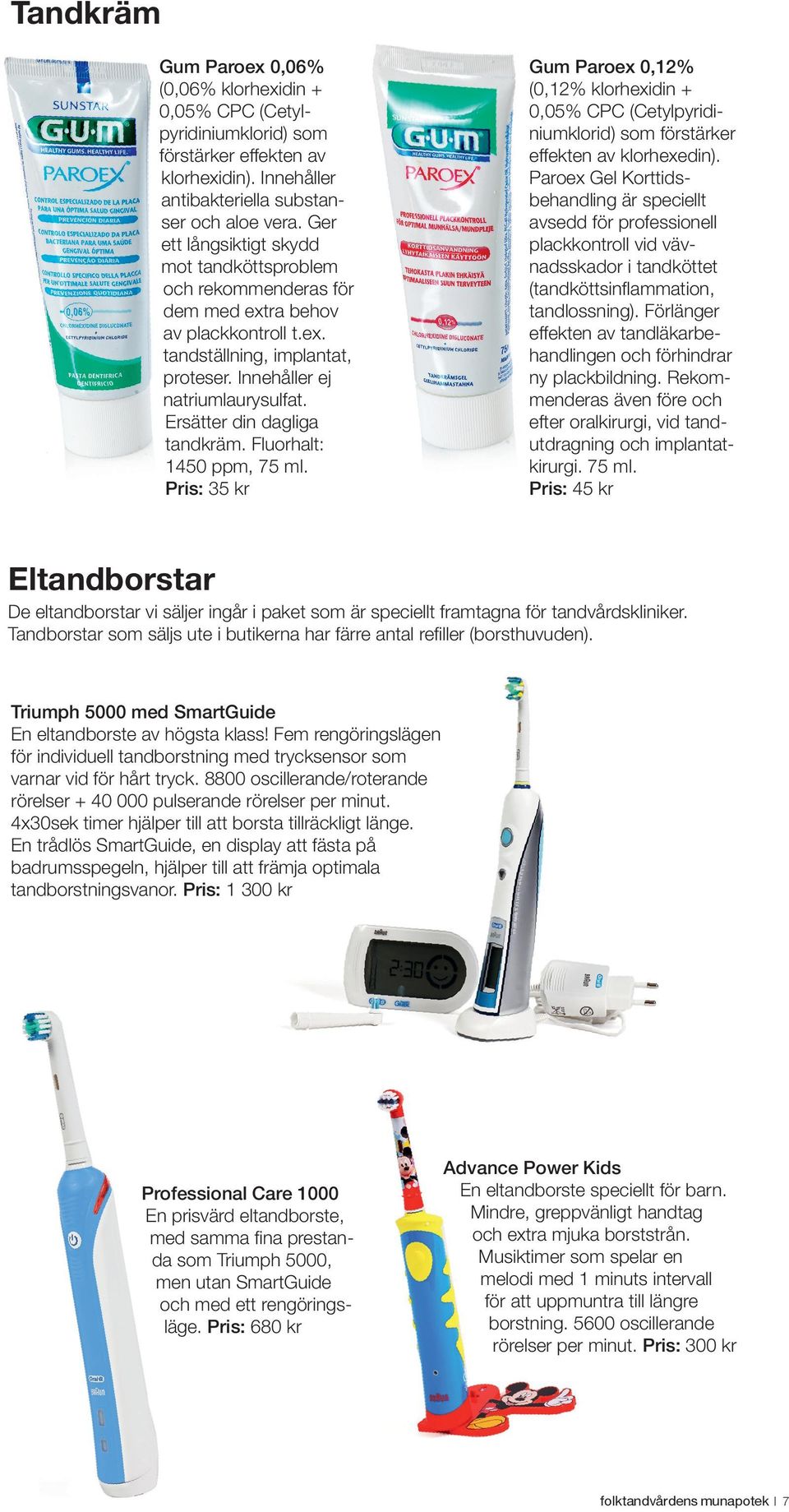 Ersätter din dagliga tandkräm. Fluorhalt: 1450 ppm, 75 ml. Pris: 35 kr Gum Paroex 0,12% (0,12% klorhexidin + 0,05% CPC (Cetylpyridiniumklorid) som förstärker effekten av klorhexedin).